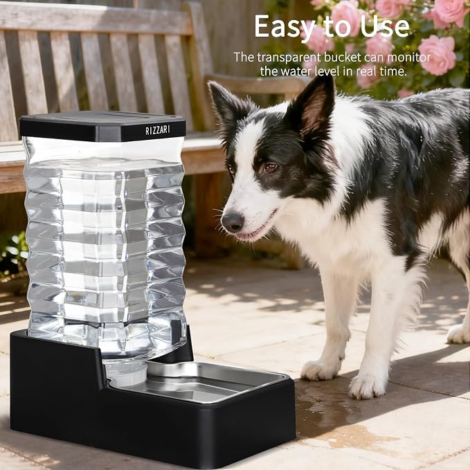 RIZZARI 10L Large Capacity Gravity Dog Water Dispenser- Dog Water Bowl | Dishwasher Safe Bowl,Multi-Day Water Storage,Large BreedFriendly,Travel & Workday Ready,Consistent Water Access