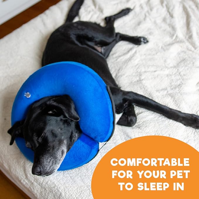 BENCMATE Inflatable Dog Cone Collar Alternative, Soft Dog Cone for Small Medium Large Dogs and Cats, Neck Recovery ECollar Donut Collar After Surgery (Medium+, Donut-Strawberry)