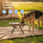 Foldable Elevated Dog Bowl Holder with 2 Large 111oz Stainless Steel Bowls, 14.5" Tall Raised Dog Bowl Stand for Large/Extra Large Breeds, Indoor and Outdoor Use