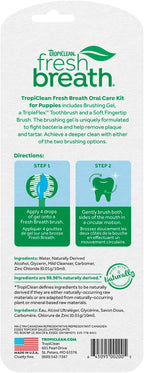 TropiClean Fresh Breath Toothbrush and Toothpaste Kit for Puppies, Teeth Cleaning Kit to Prevent Plaque & Tartar, Breath Freshener, Dog Dental Care