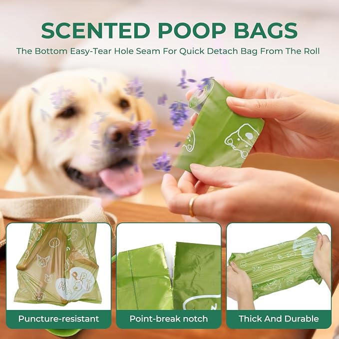 Dyforce Dog Poop Bags Rolls with Dispenser 600 Count Value Pack | Extra Thick Strong Leak Proof Poop Bags for Dogs Doggy with Holder, Scented Pet Waste Cat Litter Bags 9x13" Bulk