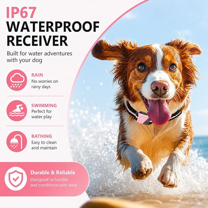 Shock Collar for Dogs, Dog Training Collar with Remote Control for 2 Dogs, 3 Training Modes with Beep, Vibration and Satic, Waterproof, Rechargeable for Large Medium