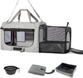 Extra Large Expandable Cat Carrier Soft Sided for Car, Portable Small Dog Carrier for 2 Cats, 24"x16.5"x16" Road Travel Folding Comfortable Design with Litter Box and Bowl