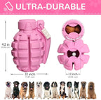 Dog Toys for Aggressive Chewers Large Breed, for German Shepherd, Indestructible Interactive Treat Dog Toys for Large Medium Breeds, Food Grade & Tough Rubber, Fun to Chew, Chase and Fetch (Pink)