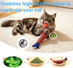Ball Pit and Tunnel Tent for Cats, with 200 Pom‑pom Balls, 1 Ball Launcher, 8 Bell Balls, 4 Colorful Mice and 1 Saury Fish, Foldable Indoor & Outdoor Cat Activity Center for Interactive Play