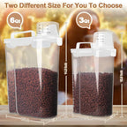 TIOVERY Dog Food Storage Container, 5-7 Lbs Airtight Pet Food Container, Cat food Container Dispenser with Portable Handle, Pouring Spout, Measuring Cup and a Collapsible bowl for Dogs Cats White/6Qt