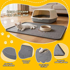 Large Silicone Cat Litter Box Mat 34" x 22", Waterproof & Urineproof | Litter Trapping Mat, Soft on Kitty Paws & Easy to Clean for Floor, Non-Slip Litter Pad for Indoor Cats