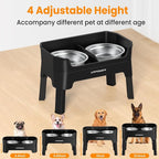 URPOWER Elevated Dog Bowls, 3-in-1 Double Deck Raised Dog Bowl Stand | 4 Height Adjustable Raised Stand with 2 Stainless Steel Food Bowls & Licking Plate for Small, Medium & Large Dogs