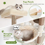 Globlazer Extra Large Cat Tower, 81-inch Tall Cat Tree for Big Cats 20 lbs, XXL Heavy Duty Cat Scratching Tower for Indoor Adult Cats with 3 Cat Condos, 8 Scratching Posts, F81, Beige