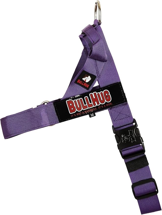 BULLHUG Adjustable Dog Harness– No Pull, No Choke – for English Bulldogs, French Bulldogs, Pugs & Broad-Chested Breeds – Easy, Safe Walks (Violet, Medium)