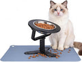Elevated Cat Bowl with Silicone Food Mat, 3 Height Adjustable, 15° Tilted Cat Bowls Stand with Stainless Steel Bowl for Indoor Cats & Kittens (1 Pack with Mat)，Black