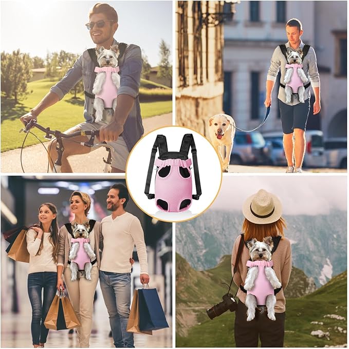 YUDODO Pet Dog Carrier Backpack Adjustable Front Carrier for Small Dog Cat | Legs Out Design, Easy-Fit Travel Backpack, Hiking and Walking, Durable Comfortable, Perfect for Outdoor, Pink, M