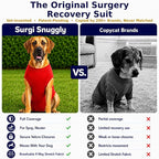 SurgiSnuggly Surgery Recovery Suit for Dogs, Female Spay or Male Neuters, A Surgical Onesie E Collar Dog Cone Alternative for After Surgery Procedures Fits Large, XL and Giant Dogs - 2XL Red EC