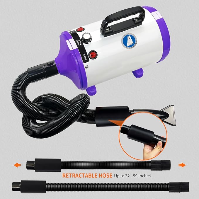 Dog Dryer,High Velocity Professional Dog Grooming Dryer | Adjustable Temperature and Speed with 4 Different Nozzles