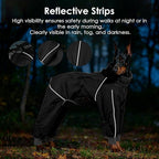 Lelepet Waterproof Dog Raincoat, Hooded Dog Rain Jacket, Full Body Coverage | Adjustable Full-Body Dog Rain Coat, Built-in Collar and D-ring, Snowproof & Windproof Rain Jacket, Reflective Stripe