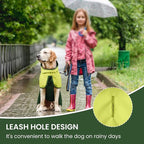 BRKURLEG Dog Raincoat, Waterproof Rain Jacket with Hood, Green, M | Adjustable Windproof Rainproof Jacket with Leash Hole, Reflective Breathable Rain Coat Poncho, for Small to Large Dogs