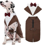 Kuoser Dog Tuxedo, Dog Suit and Bandana Set, Dogs Costume with D-Ring | Formal Dog Outfit with Detachable Bowtie Collar for Wedding, Birthday, Party, Christmas, Halloween, Brown XL