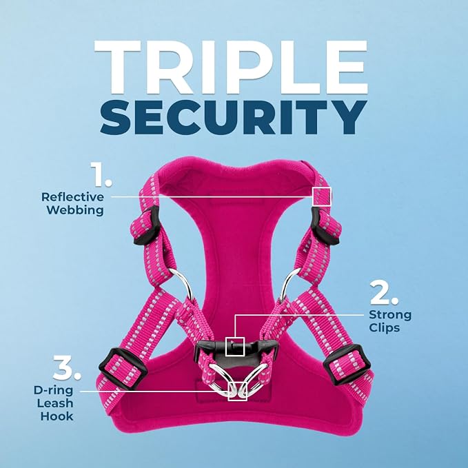 Voyager Step-in Flex Adjustable Dog Harness - Fuchsia, X-Large | 23 - 28" in Chest, Fully Adjustable, Reflective Bands, All Weather Breathable Air Mesh, Lightweight, Fast Drying