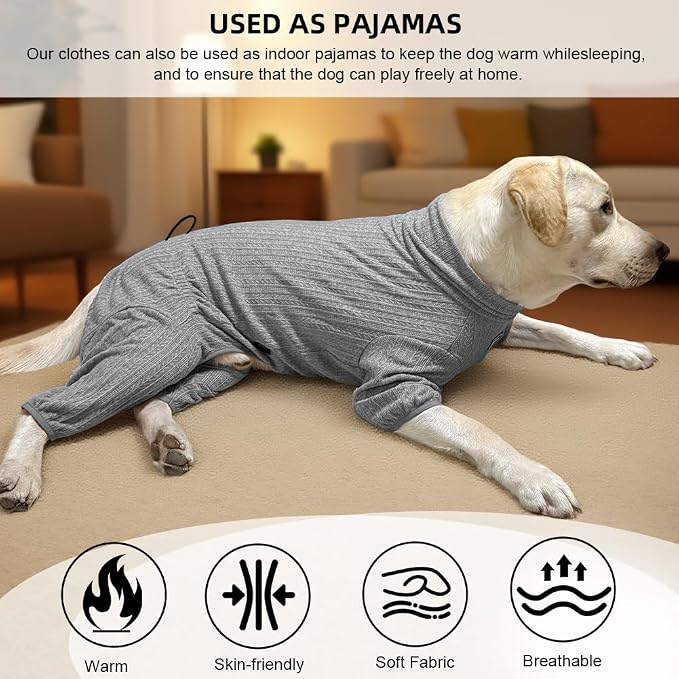 Dog Pyjamas PJS Sweater Clothing and Loungewear Suitable for Medium to Large Breeds of Dogs, Neutering Suits, Extra-Large Stretch Fabric, Four-Legged Dogs Clothes Pyjamas(Sweater Gray, 5XL)
