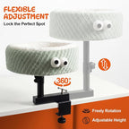 Cat Desk Bed, 2-in-1 Clamp On Desk Mount Perch & Nest, 360° Rotating Adjustable, 60 LBS Safe Weight Capacity, Washable Cushion for Small & Large Cats, Home Office Desk Hammock (Green)