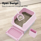 RIZZARI Cat Litter Box Anti-Scatter: Open-Room for Large Cats & Multi-Home | Odor-Free Steel Pan / Paw-Massage Entry Trap / Raised Anti-Spill Edges / Fits Maine Coon & 2+ Cats / Easy-Scoop Open View
