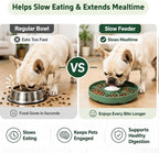 Slow Feeder Dog Bowl Silicone Suction Cup Anti Spill Dogs Cats Green | strong suction base prevents sliding, extends mealtime, reduces anxiety, textured surface, dishwasher safe