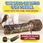 Pop Up Cat Tent Cube 24x22x20” – Indoor/Outdoor Cat Play Tent with Mesh Sides & 14” Entry – Connects to Cat Tunnel – Foldable Cat House + Bonus Snarky Cat™ Digital Sticker & GIF Pack