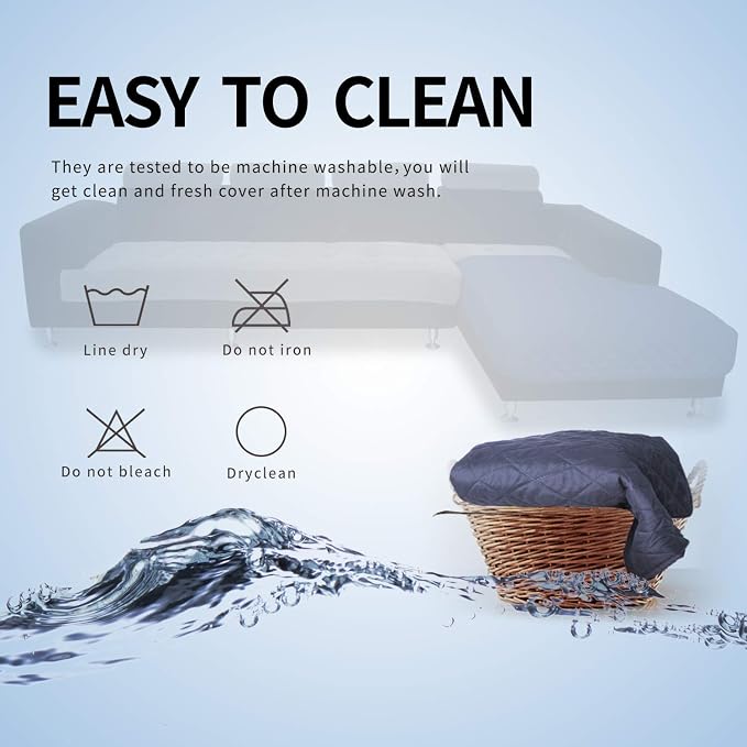 Easy-Going Sectional Couch Covers for Dogs L Shape Sofa Cover Reversible Sofa Slipcover Chaise Lounge Cover Furniture Protector Cover for Pets Dog Cat (42 x 52 inches, DarkBlue/DarkBlue) | Soft Sofa Slipcover For Dogs, Fits Left/Right Chaise Lounge Pro...