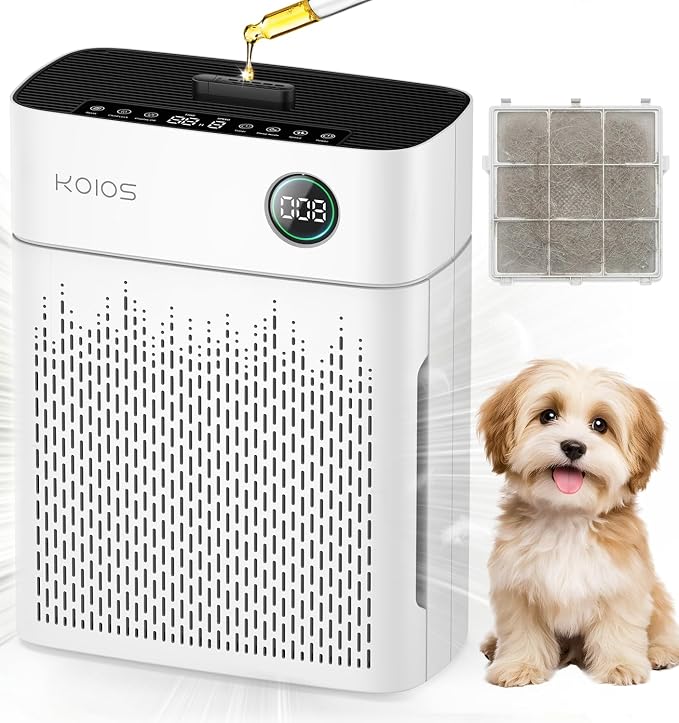 KOIOS H13 True HEPA Air Purifier for Home Bedroom 2500 sq ft, Carbon Filter | PM2.5 AQI Display & Auto Mode, 20dB Sleep Mode, Washable Filter & Filter Reminder for Pet Hair, Odors, Dust, Smoke, AP2503