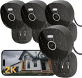 2K Wired Security Camera, Indoor/Outdoor for Home, Pet, Baby, Nanny, IP65 Waterproof Color Night Vision, White Light & Siren, Recording, Motion Detection, Works with Alexa,Pulg in, Black-4P