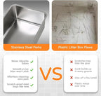 Stainless Steel Cat Litter Box with Lid, 23.7" L x 15.8" W x 13.8" H XL Metal Kitty Litter Box for Big Cats, High Sided Enclosure, Non-Sticky, Anti Urine Leakage, Easy Cleaning