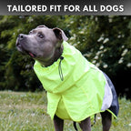 Spark Paws Dog Raincoat, Waterproof Windproof Rain Jacket, for Small Medium Large Extra Large Dogs, Reflective Breathable Full-Body Coverage Dry Suit - Neon White Navy Blue, L