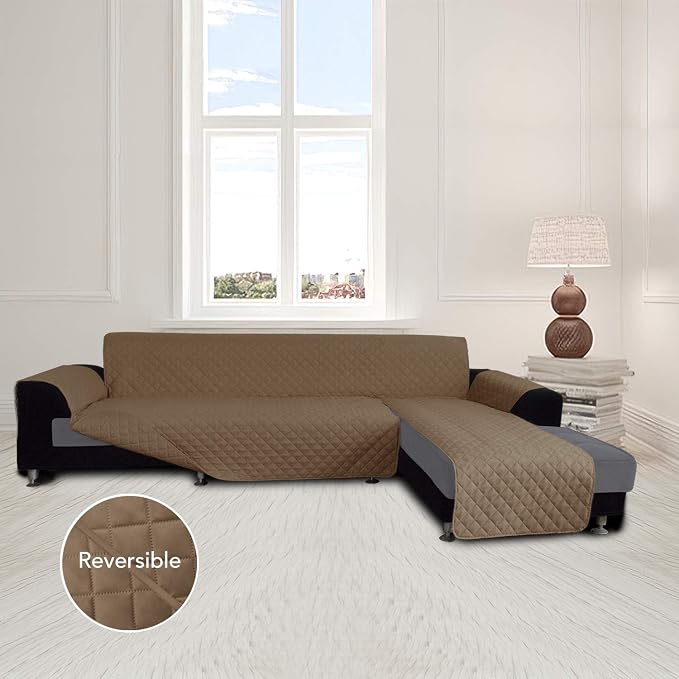 Easy-Going Sofa Slipcover L Shape Sofa Cover Sectional Couch Cover Furniture Protector Mat for Pets Dog Cat (X-Large,Camel/Camel) | Soft Sofa Slipcover For Dogs, Fits Left/Right Chaise Lounge Protector, Water Resistant Mat For Living Room