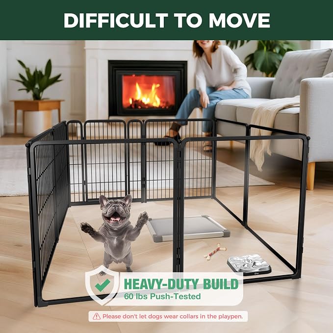FXW AuraSpace Pro Acrylic & Wire Mesh Indoor Dog Playpen, 32" H, 8 Panels | Clear View, Heavy-duty Metal, Flexible Layouts, Easy Walk-Through, For Small & Medium Dogs, Patented