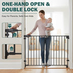 Mumeasy 30" Tall Baby Gate for Stairs & Doorways, No Bottom Bar Dog Gate | 29.5-43.3" Expandable Hardware Mounted, Auto Close Extra Wide Walk Thru Pet & Toddler Proof Safety Gate Indoor, Hallway,Black