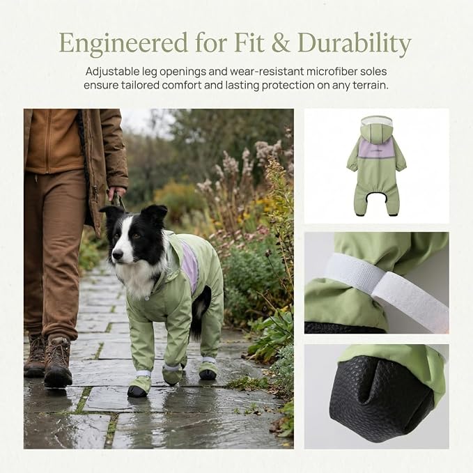 Dog Rain Boots, Waterproof Dog Rain Shoes for All Weather, Anti Dirt Pants with Shoes, Adjustable Suspender Pants for Outdoor Walking & Paw Protectors（S）