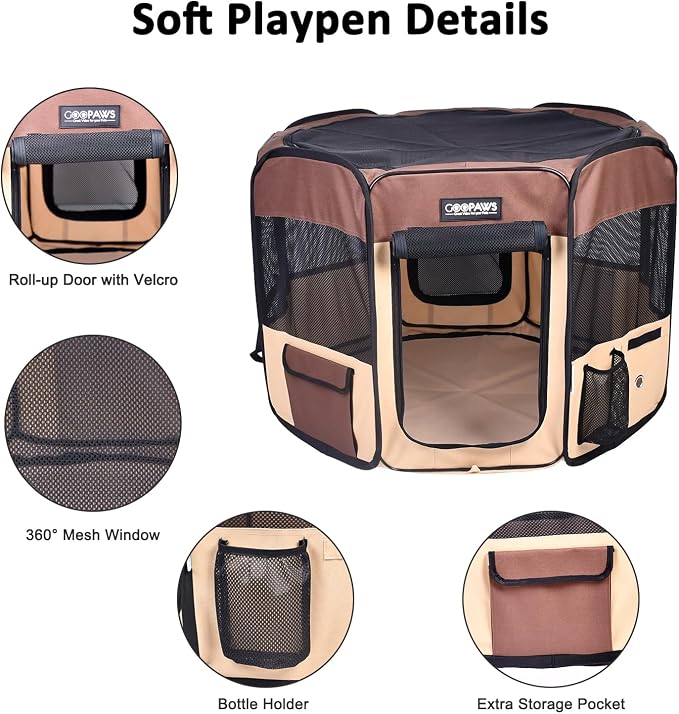 JESPET Pet Dog Playpens 36", 45" & 61" Portable Soft Dog Exercise Pen Kennel with Carry Bag for Puppy Cats Kittens Rabbits, Indoor/Outdoor Use
