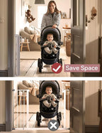 Momcozy Extra Wide Retractable Mesh Baby Gate | 33-Inch Tall, Extends to 71-Inch Wide, for Stairs, Doorways, Hallways, for Pet Dogs and Cats, Indoor/Outdoor Baby Gate