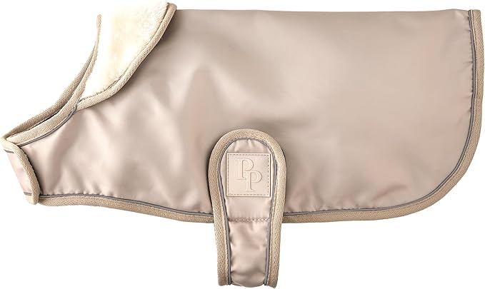Pet Passion Breeze II - The Windbreaker, Water Resistant Pet Raincoat, Vegan Fur and Lined Pet Jacket for Small, Medium, Large Dogs, Sand, Large (40-60 lbs)