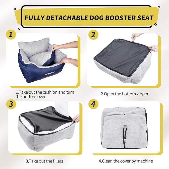 BurgeonNest Dog Car Seat for Small Dogs & Cats Under 25 lbs, Blue