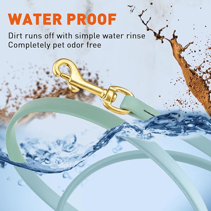 Viper Biothane K9 Working Dog Leash Waterproof Lead for Tracking Training Schutzhund Odor-Proof Long Line with Solid Brass Snap for Puppy Medium and Large Dogs, 33ft Sage Green