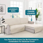 Turquoize 100% Waterproof Sofa Covers Chaise Lounge L Shape Sofa Protector Slip Cover Triple Non-Slip Sofa Slipcover for Sectional Couch Cover for Pets, Kids (Chaise, Ivory)