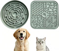 Dog Cat Lick Mat and Slow Feeder Bowl Set, Thickened Food Grade Silicone with Strong Suction Cups, Anxiety Relief Calming Lick Pad for Bathing Grooming Training