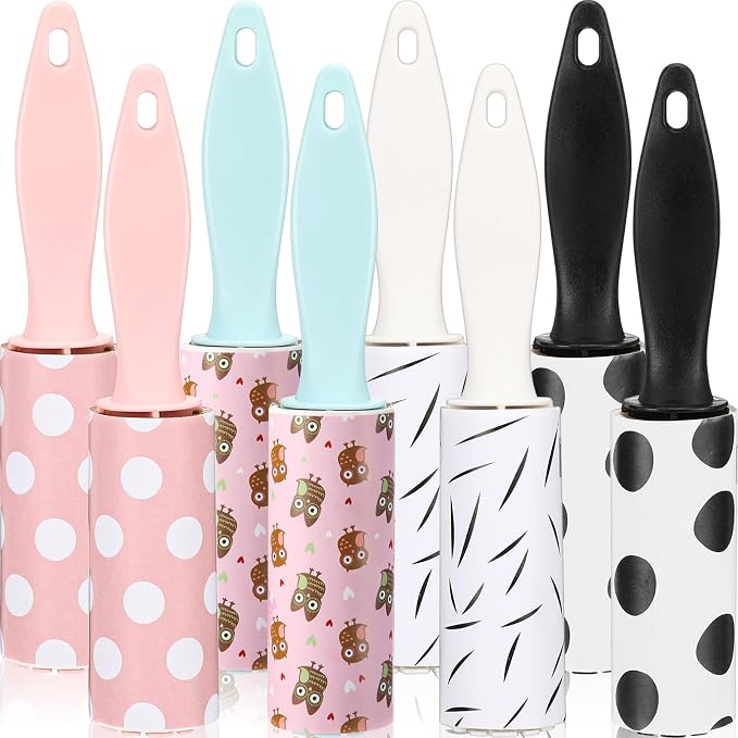 Hushee 8 Pcs Bulk Mini Lint Roller for Pet Hair and Clothes Lint Roller Travel Size Removers Sticky Removing Tool for Travel, Gift Bags, Furniture, Car Seat