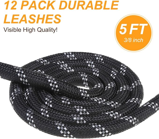 BEAUTYZOO 12 Pack Dog Leashes for Large Dogs Heavy Duty, 5FT Bulk Rope Dog Leashes Multipack with Reflective Thread, Soft Padded Handle Thick Lead Leash for Medium Dogs