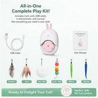 Interactive Cat Toy for Indoor Cats, Automatic Hanging Cat Toy with 5 Refill Teasers, USB-C Rechargeable Self Play Cat Toy, Door Kitten Toy for Exercise, Boredom Relief and Cat Enrichment (White)