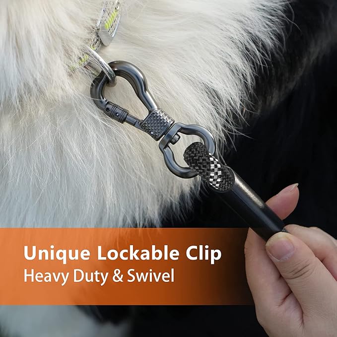 Long Leash for Dog Training 10FT/15FT/20FT/30FT/40FT/50FT/100FT Reflective With 2 Hooks, Heavy Duty Lead for Large Medium Small Dogs Outside Walking Camping Yard, Black 100FT