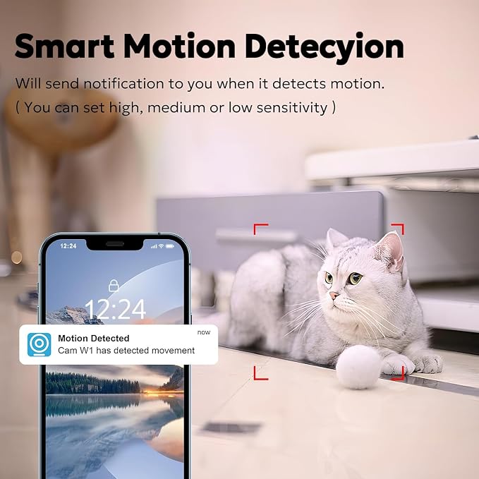 owltron Indoor Security Camera 2K, 360° Cameras for Home Security with Motion Detection, 2.4G WiFi for Baby/Pet/Nanny/Camara with Night Vision, Siren Alarm & 2-Way Audio, Compatible with Alexa