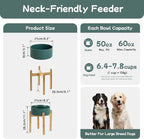 Havniva Dog Bowls Elevated, Ceramic Dog Food and Water Bowl | 8.3” Raised Dog Food Bowl, Elevated Dog Bowls with Bamboo Stand, Non-Slip Dog Water Bowl for Large Dog, Large Capacity