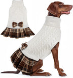 KYEESE Dog Sweater Dress Turtleneck Thick Knit Pullover for Cold Weather | Stretchy Fit, Lightweight & Warm, Cozy Knit Comfort, Cute Bow Accent, Gentle on Sensitive Skin, Comfortable Daily Wear